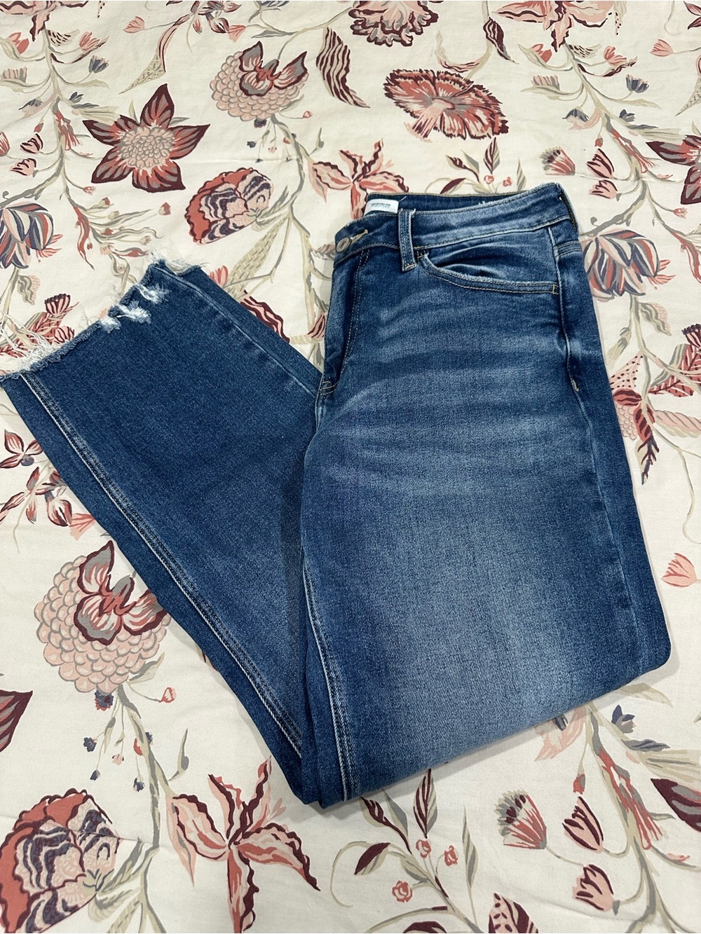 KanCan Women's Straight Leg Mid-Blue Jeans